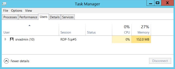 Using Task Manager to view logged in users (Image Credit: Russell Smith)