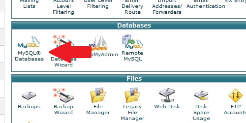 Open the MySQL Databases icon within cPanel.