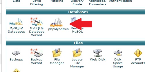 Open the phpMyAdmin icon within cPanel.