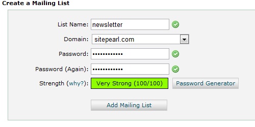 Fill in the required mailing list fields