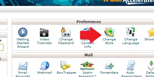 Locate the Change Style icon within cPanel