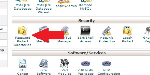 Locate the Password Protect Directory icon within cPanel.