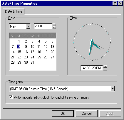 Date/Time Properties Dialog Box